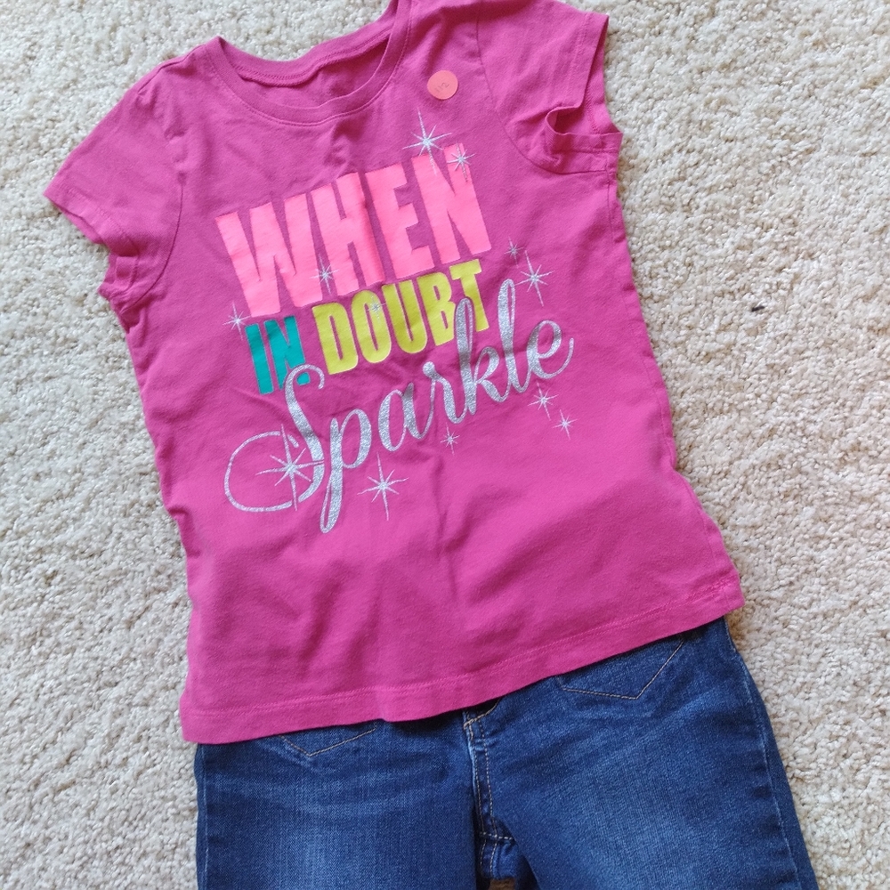 Children's Place Girls Pink Glitter Sparkle Top